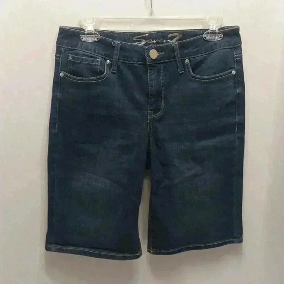 Seven7 Women 6 Blue Denim Sunset Bermuda Shorts - Picture 1 of 5